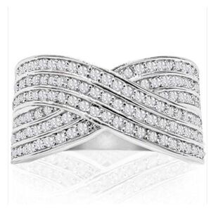 NEW~ 1 Ct. Rose Cut Genuine Diamond Swirl Crossover Ring Sz 8